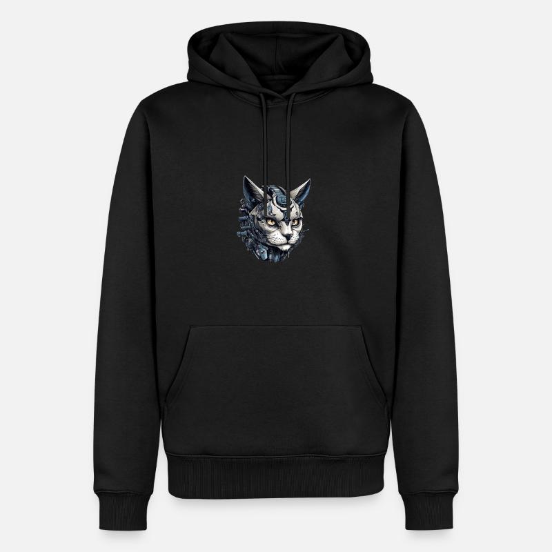 Katze Roboter - Männer Premium Bio Hoodie - Schwarz
