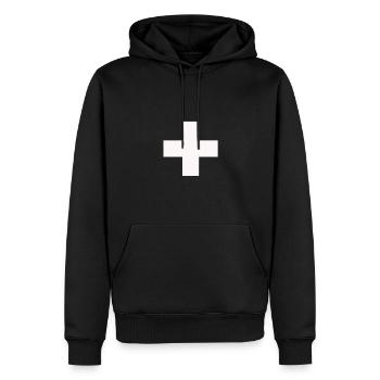Plus - Männer Premium Bio Hoodie - Schwarz - Vorne - Nico (187cm)