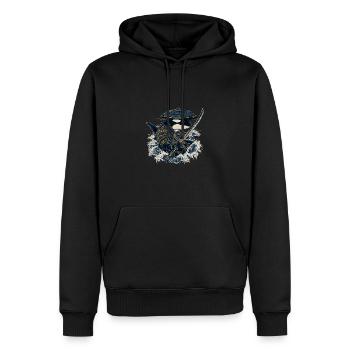 Orca Samurai Design – Kriegerischer Killerwal - Männer Premium Bio Hoodie - Schwarz - Vorne - Nico (187cm)