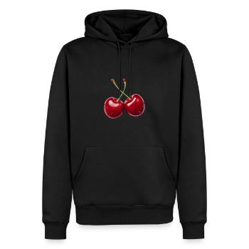 Kirsche - Männer Premium Bio Hoodie - Schwarz - Vorne - Nico (187cm)