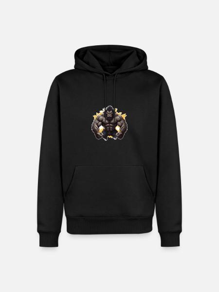 Bodybuilder Gorilla - Sweat à capuche Premium bio Homme - noir