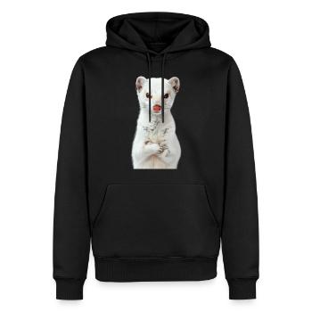 Hermelin - Männer Premium Bio Hoodie - Schwarz - Vorne - Nico (187cm)