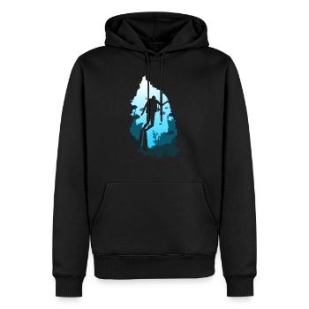 plongee - Sweat à capuche Premium bio Homme - noir - Devant - Nico (187cm)
