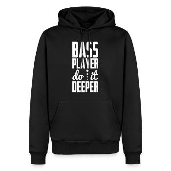 Bassiste fait plus profond - Sweat à capuche Premium bio Homme - noir - Devant - Nico (187cm)