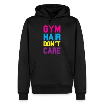 Gym - Männer Premium Bio Hoodie - Schwarz - Vorne - Nico (187cm)