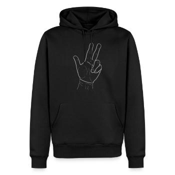 Balkans - Jugo - trois doigts - tri prsta - Sweat à capuche Premium bio Homme - noir - Devant - Nico (187cm)