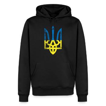Blue Yellow Coat of Arms Gift Ukraine Ukrainian - Men’s Premium Organic Hoodie - black - Front - Nico (187cm)