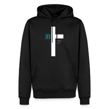 FAITH Glaube an Gott Design - Männer Premium Bio Hoodie - Schwarz - Vorne - Nico (187cm)