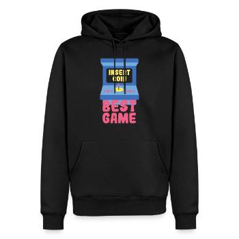 Insert Coin Arcade Game Best Game Retro - Men’s Premium Organic Hoodie - black - Front - Nico (187cm)