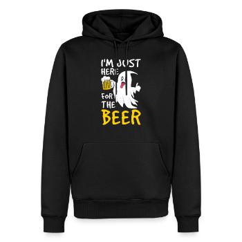 "I'm just here for the beer" - Männer Premium Bio Hoodie - Schwarz - Vorne - Nico (187cm)
