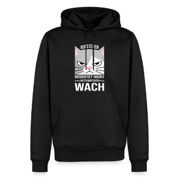 Morgenmuffel Aufstehen Katze Kaffee Geschenk Idee - Männer Premium Bio Hoodie - Schwarz - Vorne - Nico (187cm)