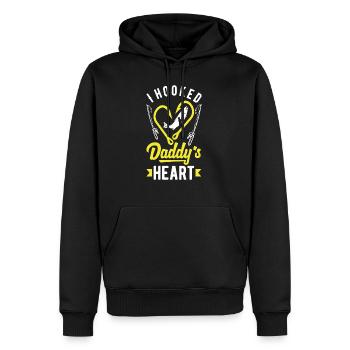 I Hooked Daddy's Heart Fishing Father's Day - Männer Premium Bio Hoodie - Schwarz - Vorne - Nico (187cm)