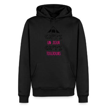 ch'ti un jour ch'ti toujours fierté cadeau - Sweat à capuche Premium bio Homme - noir - Devant - Nico (187cm)