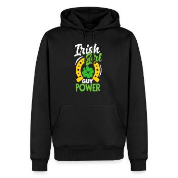 Une fille irlandaise célèbre la Saint-Patrick en Irlande - Sweat à capuche Premium bio Homme - noir - Devant - Nico (187cm)