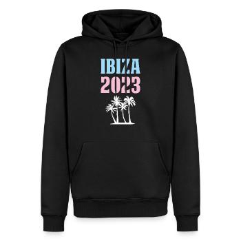 Ibiza 2023 - Sweat à capuche Premium bio Homme - noir - Devant - Nico (187cm)