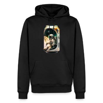 Canette de bière fraîche avec astronaute - Sweat à capuche Premium bio Homme - noir - Devant - Nico (187cm)