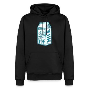 Lustige Vintage Fehlende Bigfoot Karton Milch - Männer Premium Bio Hoodie - Schwarz - Vorne - Nico (187cm)