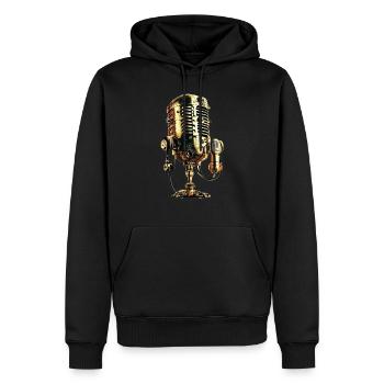 vintage microphone - Männer Premium Bio Hoodie - Schwarz - Vorne - Nico (187cm)