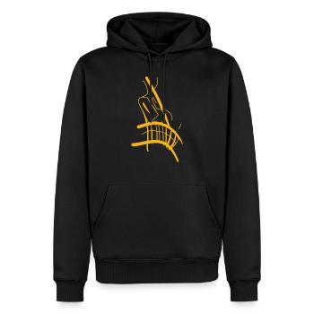 Oranges abstraktes Gesicht auf T-Shirt - Männer Premium Bio Hoodie - Schwarz - Vorne - Nico (187cm)