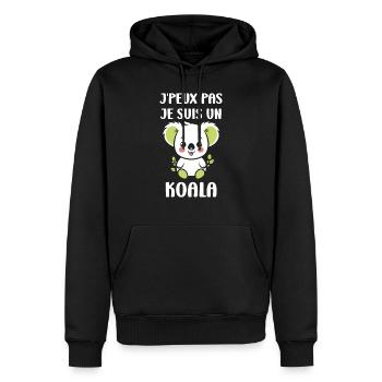 Humour petit bébé koala - Sweat à capuche Premium bio Homme - noir - Devant - Nico (187cm)