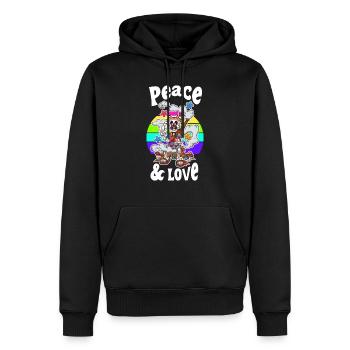 Peace And Love Cartoon Retro Skeleton - Men’s Premium Organic Hoodie - black - Front - Nico (187cm)
