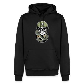 serpent squelette et tatouage - Sweat à capuche Premium bio Homme - noir - Devant - Nico (187cm)