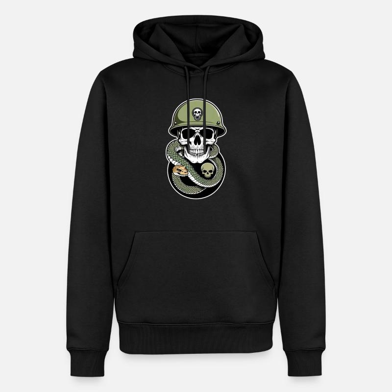 serpent squelette et tatouage - Sweat à capuche Premium bio Homme - noir