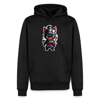 Ninja Cat - Samurai Kitten - Men’s Premium Organic Hoodie - black - Front - Nico (187cm)