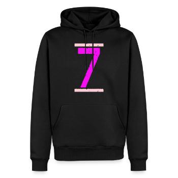 Sieben - Männer Premium Bio Hoodie - Schwarz - Vorne - Nico (187cm)