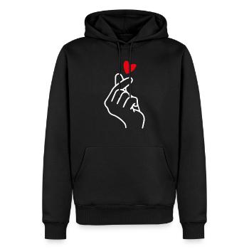 Heart Hand Sign Symbol K-pop K Drama Korea - Men’s Premium Organic Hoodie - black - Front - Nico (187cm)