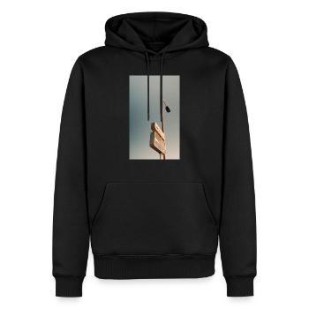 schild - Männer Premium Bio Hoodie - Schwarz - Vorne - Nico (187cm)