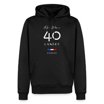 Das Leben ist besser LANDES Nummer 40 Aquitaine - Männer Premium Bio Hoodie - Schwarz - Vorne - Nico (187cm)
