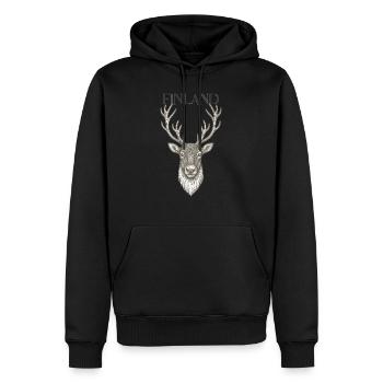 Finnland Lappland Rentier illustriertes Porträtfoto - Männer Premium Bio Hoodie - Schwarz - Vorne - Nico (187cm)