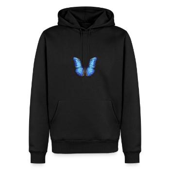 Blauer Morpho-Schmetterling - Männer Premium Bio Hoodie - Schwarz - Vorne - Nico (187cm)