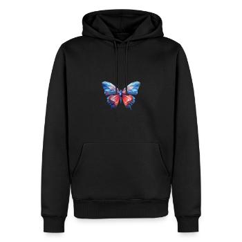 Blauer Morpho-Schmetterling - Männer Premium Bio Hoodie - Schwarz - Vorne - Nico (187cm)