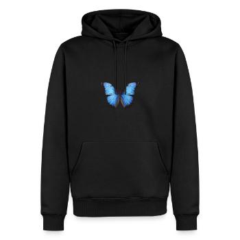 Blauer Morpho-Schmetterling - Männer Premium Bio Hoodie - Schwarz - Vorne - Nico (187cm)