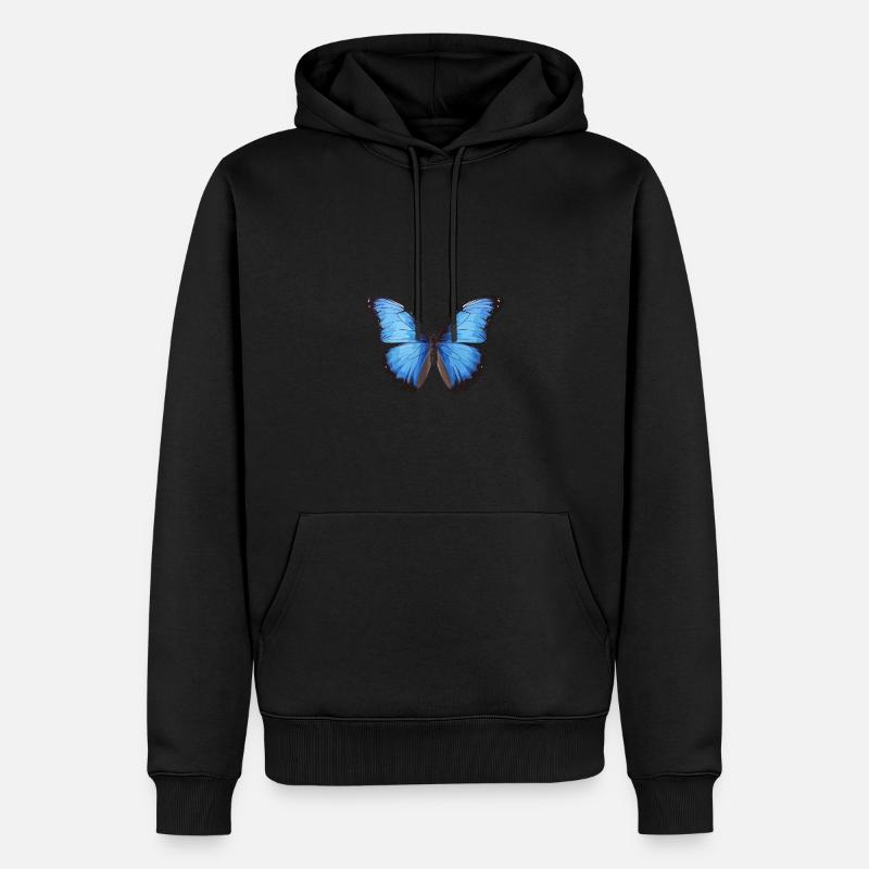 Morpho Papillon Bleu - Sweat à capuche Premium bio Homme - noir
