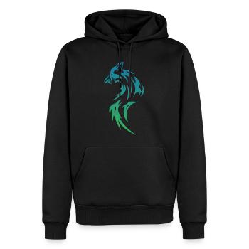 Wolf - Männer Premium Bio Hoodie - Schwarz - Vorne - Nico (187cm)