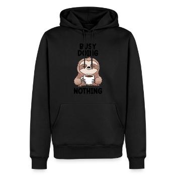Beschäftigt mit dem Nichtstun Lustiger Faultier-Liebhaber - Männer Premium Bio Hoodie - Schwarz - Vorne - Nico (187cm)