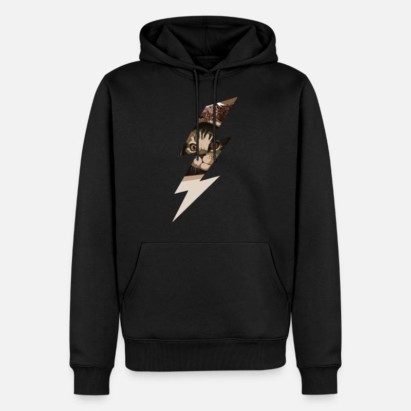 chat foudre - Sweat à capuche Premium bio Homme - noir