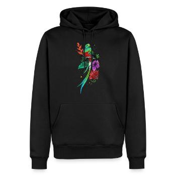 Quetzal - Männer Premium Bio Hoodie - Schwarz - Vorne - Nico (187cm)