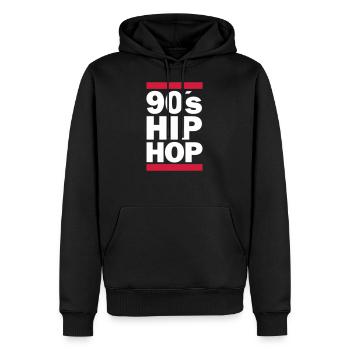90s Hip Hop - Sweat à capuche Premium bio Homme - noir - Devant - Nico (187cm)
