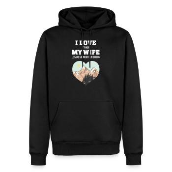 I Love It When My Wife Lets Me Go Mountain Biking - Men’s Premium Organic Hoodie - black - Front - Nico (187cm)