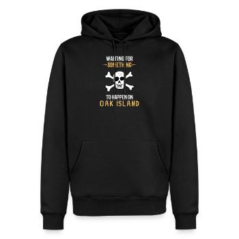 OAK ISLAND / TREASURE HUNTING: Oak Island - Männer Premium Bio Hoodie - Schwarz - Vorne - Nico (187cm)