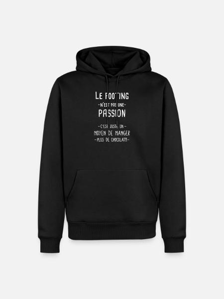 Cadeau Drôle Footing Course à Humour Pied chocolat - Sweat à capuche Premium bio Homme - noir