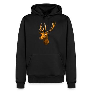 tête de cerf doré - Sweat à capuche Premium bio Homme - noir - Devant - Nico (187cm)