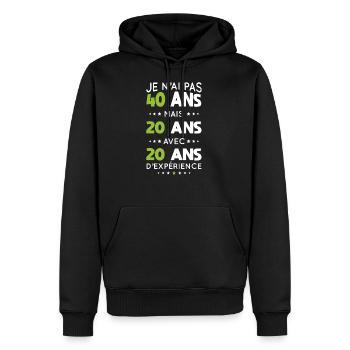 Birthday 40 years - Not 40 years but 20 years - Men’s Premium Organic Hoodie - black - Front - Nico (187cm)