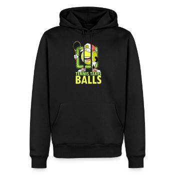 Tennis Takes Balls Funny Tennis Spruch - Männer Premium Bio Hoodie - Schwarz - Vorne - Nico (187cm)