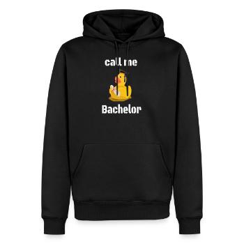 Call me Bachelor - Squeaky Duck - Men’s Premium Organic Hoodie - black - Front - Nico (187cm)