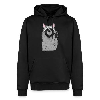 Le raton laveur mignon montre un cadeau de doigt du majeur - Sweat à capuche Premium bio Homme - noir - Devant - Nico (187cm)